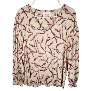 BA&SH Floral Plant Print Button‎ Down Blouse Cream / Red 2
